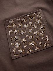 Chocolate Brown Embellished Pocket T-Shirt - Image 6 of 7