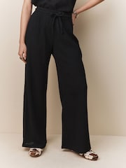 Black Textured Wide Leg Trousers - Image 3 of 8
