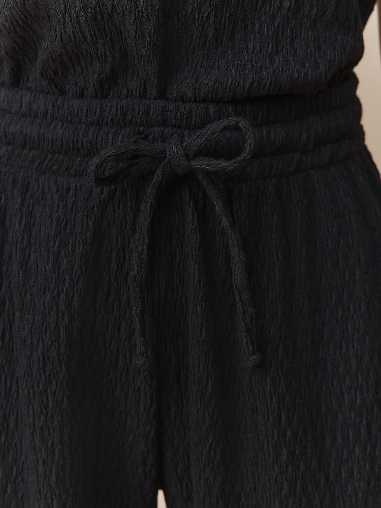 Black Textured Wide Leg Trousers - Image 8 of 8 Black Textured Wide Leg Trousers - Image 8 of 8