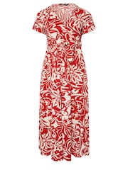 Yours Curve Red Floral Wrap Dress - Image 5 of 5