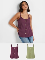 PixieGirl Petite Purple Button Front Ribbed Vests 2 Pack - Image 1 of 8