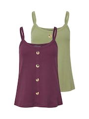 PixieGirl Petite Purple Button Front Ribbed Vests 2 Pack - Image 6 of 8