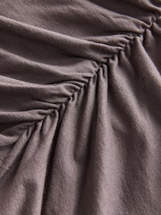 Mink Brown Short Sleeve Ruched Detail Jersey T-Shirt - Image 7 of 8