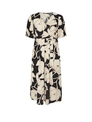 Yours Curve Charcoal Black Abstract Wrap Dress - Image 5 of 5