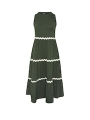 Yours Curve Green Contrast Trim Tierred 100% Cotton Dress - Image 5 of 5