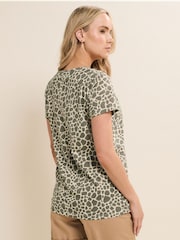 Long Tall Sally Grey All-Over 100% Cotton Printed T-Shirt - Image 3 of 5