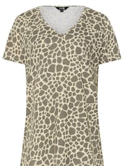 Long Tall Sally Grey All-Over 100% Cotton Printed T-Shirt - Image 5 of 5