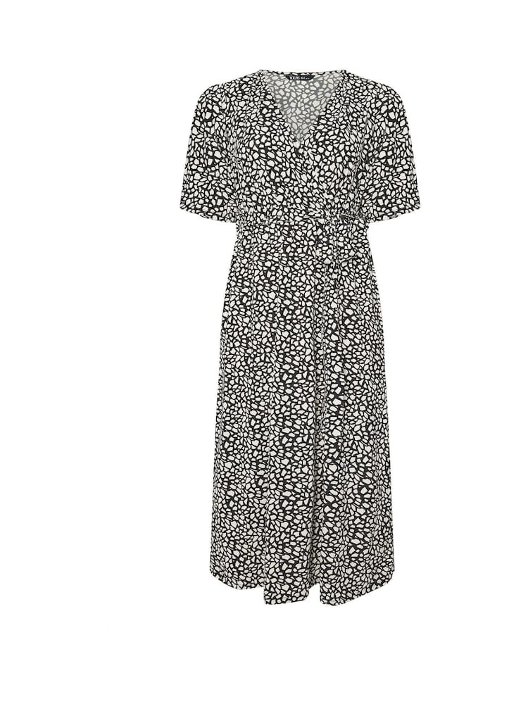 Yours Curve Black Abstract Wrap Dress - Image 5 of 5