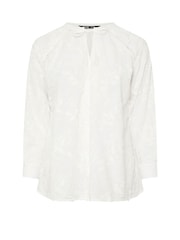 Yours Curve White 3D Floral Tie 100% Cotton Blouse - Image 1 of 1