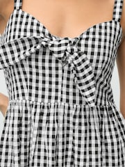 PixieGirl Petite Black Gingham Tie Front 100% Cotton Maxi Dress - Image 4 of 5