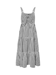 PixieGirl Petite Black Gingham Tie Front 100% Cotton Maxi Dress - Image 5 of 5