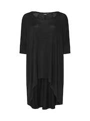 Yours Curve Charcoal Black Dipped Hem Top - Image 2 of 5