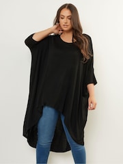 Preto de carvão - Blusa com bainha mergulhada Yours Curve - Imagem 5 de 5