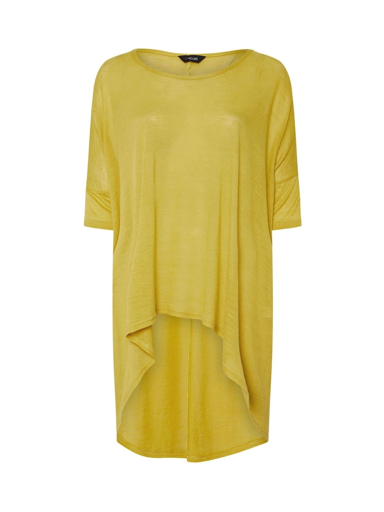 Yours Curve Green Dipped Hem Top - Image 5 of 5