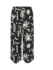 Yours Curve Black Printed Washed Twill Trousers - Image 5 of 5