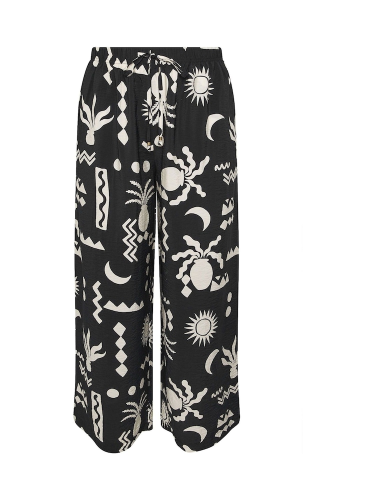 Yours Curve Black Printed Washed Twill Trousers - Image 5 of 5