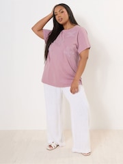 Yours Curve Pink Applique 100% Cotton T-Shirt - Image 2 of 5