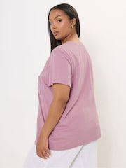 Yours Curve Pink Applique 100% Cotton T-Shirt - Image 3 of 5
