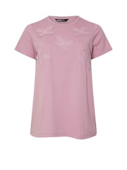 Yours Curve Pink Applique 100% Cotton T-Shirt - Image 5 of 5