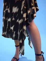 PixieGirl Petite Brown Abstract Animal Frill Hem Dress - Image 4 of 6