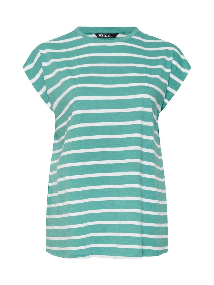 Yours Curve Blue Grown On Sleeve 100% Cotton Top - Image 5 of 5