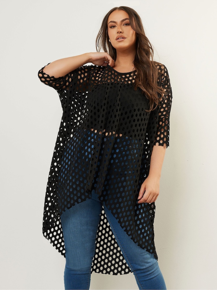 Black - Yours Curve Dipped Hem Top - Image 1 of 5 Black - Yours Curve Dipped Hem Top - Image 1 of 5