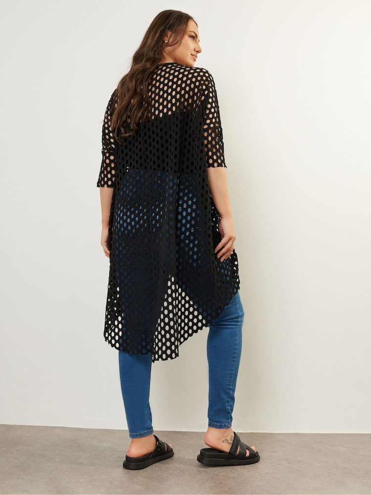 Yours Curve Black Dipped Hem Top - Image 3 of 5