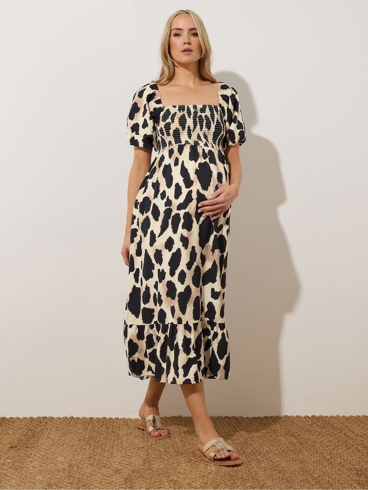 Long Tall Sally Natural Large Maternity Animal Print Midaxi Dress - Image 1 of 4 Long Tall Sally Natural Large Maternity Animal Print Midaxi Dress - Image 1 of 4