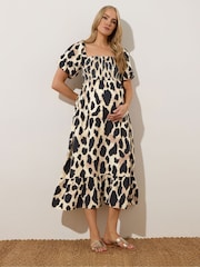 Long Tall Sally Natural Large Maternity Animal Print Midaxi Dress - Image 2 of 4