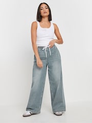 PixieGirl Petite Blue Pull On Wide Leg Jeans - Image 1 of 5