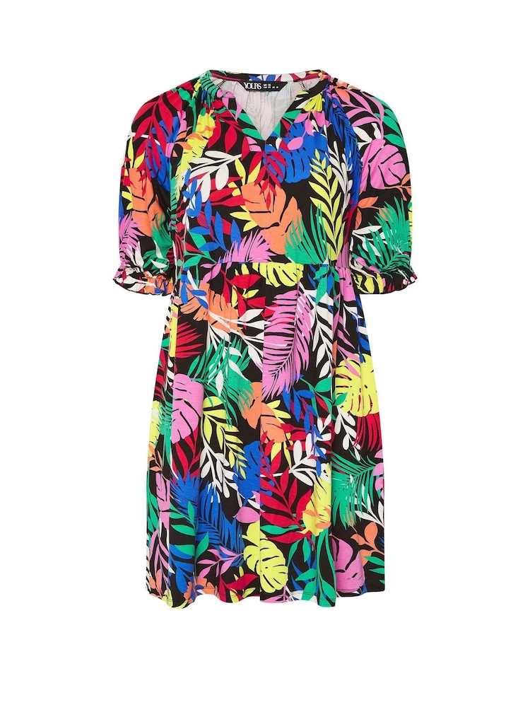 Yours Curve Multi Tropical Notch Neck Dress - Image 5 of 5 Yours Curve Multi Tropical Notch Neck Dress - Image 5 of 5
