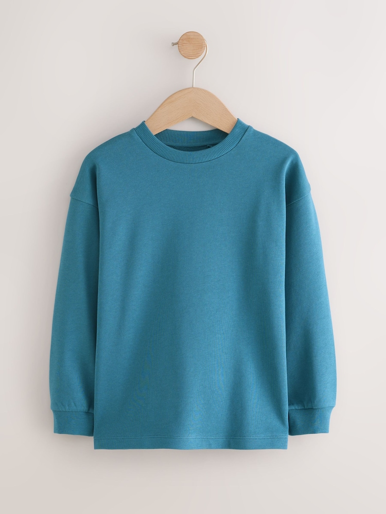Teal Blue Relaxed Fit Long Sleeve Heavyweight T-Shirt (3-16yrs) - Image 1 of 4 Teal Blue Relaxed Fit Long Sleeve Heavyweight T-Shirt (3-16yrs) - Image 1 of 4