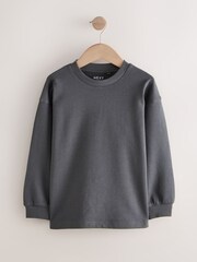 Charcoal Grey Relaxed Fit Long Sleeve Heavyweight T-Shirt (3-16yrs) - Image 1 of 4
