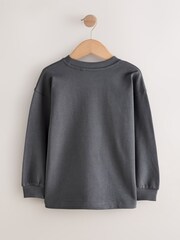 Charcoal Grey Relaxed Fit Long Sleeve Heavyweight T-Shirt (3-16yrs) - Image 2 of 4