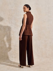 Ro&Zo Brown Linen Blend Waistcoat - Image 4 of 4