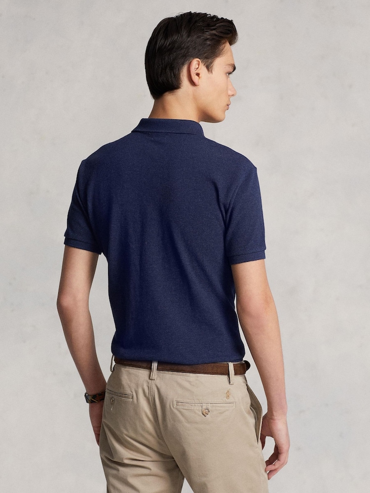 Polo Ralph Lauren Blue Custom Slim Fit Mesh Polo Shirt - Image 2 of 5