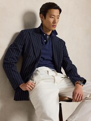 Polo Ralph Lauren Spring Navy Heather Custom Fit Pique Polo Shirt - Image 6 of 7