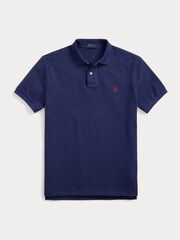Polo Ralph Lauren Spring Navy Heather Custom Fit Pique Polo Shirt - Image 7 of 7