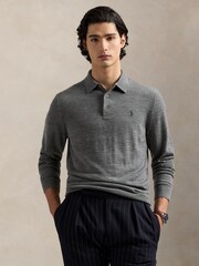 Polo Ralph Lauren Grey Merino Wool Long Sleeve Polo Shirt - Image 1 of 5