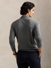 Polo Ralph Lauren Grey Merino Wool Long Sleeve Polo Shirt - Image 2 of 5