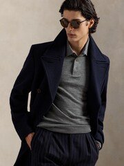Polo Ralph Lauren Grey Merino Wool Long Sleeve Polo Shirt - Image 5 of 5