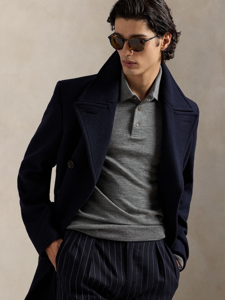 Polo Ralph Lauren Grey Merino Wool Long Sleeve Polo Shirt - Image 5 of 5