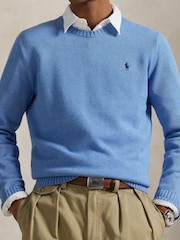 Polo Ralph Lauren Blue Shaker Cotton Crewneck Jumper - Image 2 of 2