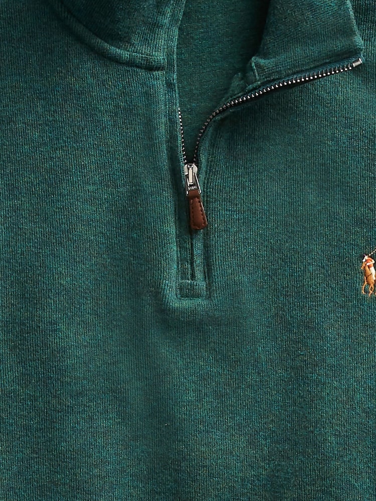 POLO Ralph Lauren Green Long Sleeve Quarter Zip Sweatshirt - Image 7 of 7