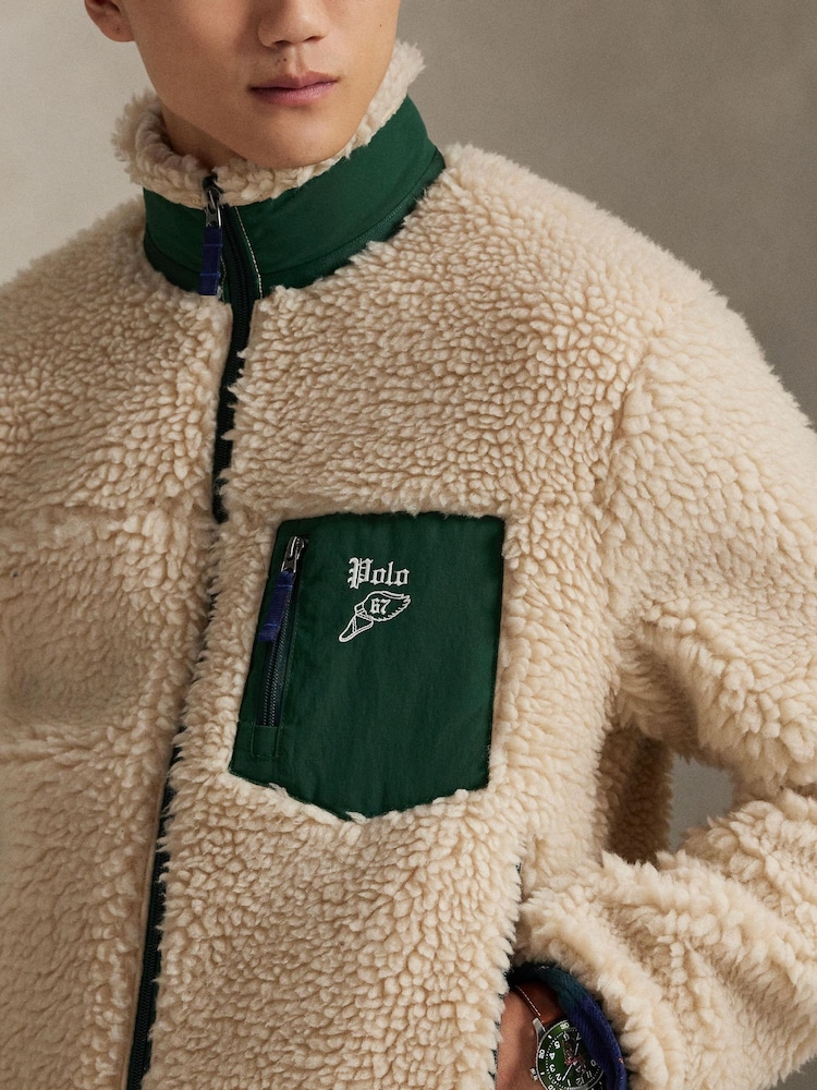Polo Ralph Lauren Natural Shaggy Hi Pile Zip-Up Fleece - Image 4 of 4