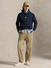 Polo Ralph Lauren Blue Double Knit Tech Script Logo Hoodie - Image 3 of 4