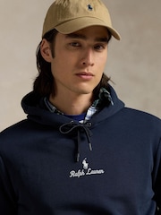 Polo Ralph Lauren Blue Double Knit Tech Script Logo Hoodie - Image 4 of 4