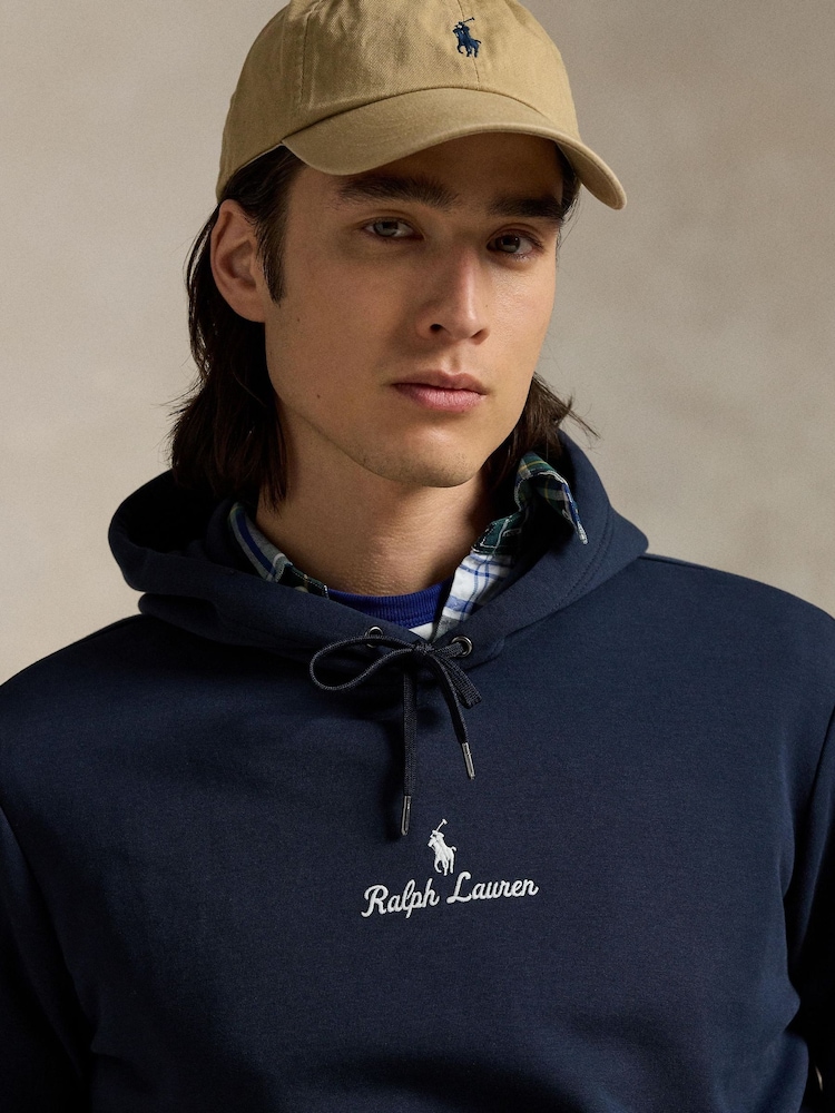 Polo Ralph Lauren Blue Double Knit Tech Script Logo Hoodie - Image 4 of 4