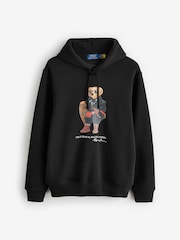 Polo Ralph Lauren Black Holiday Bear Graphic Hoodie - Image 6 of 6