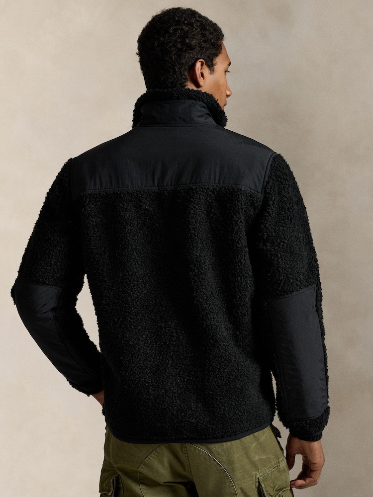 Polo Ralph Lauren Black Hi Pile PP Hybrid Zip-Up Fleece - Image 2 of 5 Polo Ralph Lauren Black Hi Pile PP Hybrid Zip-Up Fleece - Image 2 of 5